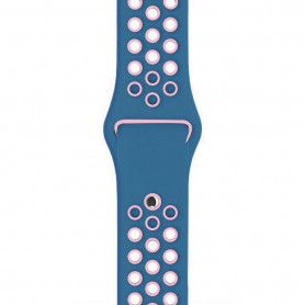 Curea Sport Perforata, compatibila Apple Watch 1/2/3/4, Silicon, 42mm/44mm, Turcoaz / Roz
