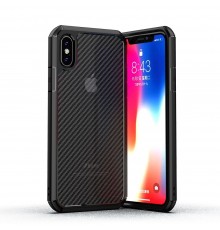 Husa Carcasa Spate iPhone X / XS - Carbon Fuse, Neagra