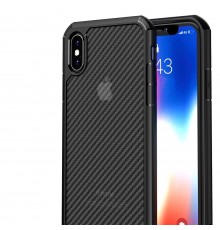 Husa Carcasa Spate iPhone X / XS - Carbon Fuse, Neagra