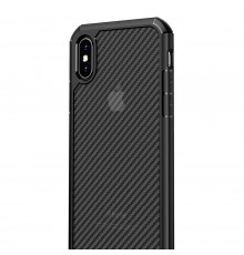 Husa Carcasa Spate iPhone X / XS - Carbon Fuse, Neagra