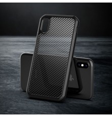 Husa Carcasa Spate iPhone X / XS - Carbon Fuse, Neagra