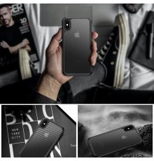 Husa Carcasa Spate iPhone X / XS - Carbon Fuse, Neagra