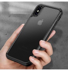 Husa Carcasa Spate iPhone X / XS - Carbon Fuse, Neagra