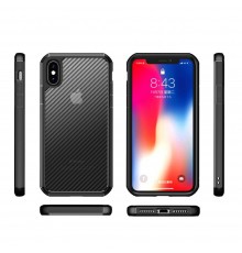 Husa Carcasa Spate iPhone X / XS - Carbon Fuse, Neagra