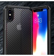 Husa Carcasa Spate iPhone X / XS - Carbon Fuse, Neagra