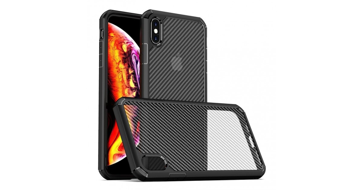 Husa Carcasa Spate iPhone XS Max - Carbon Fuse, Neagra