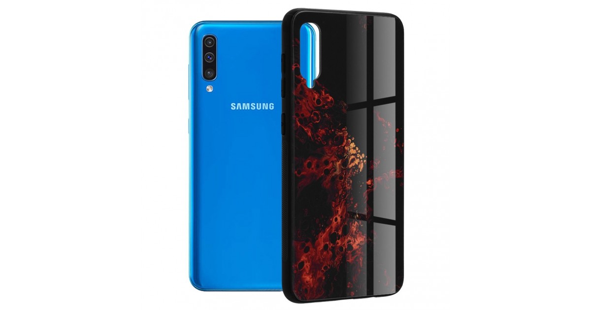 Husa Carcasa Spate pentru Samsung Galaxy A50 - Glaze Glass,  Red Nebula