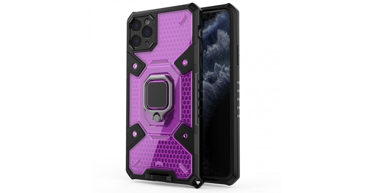 Husa Carcasa Spate pentru iPhone 11 Pro Max - HoneyComb Armor, Roz cu Violet