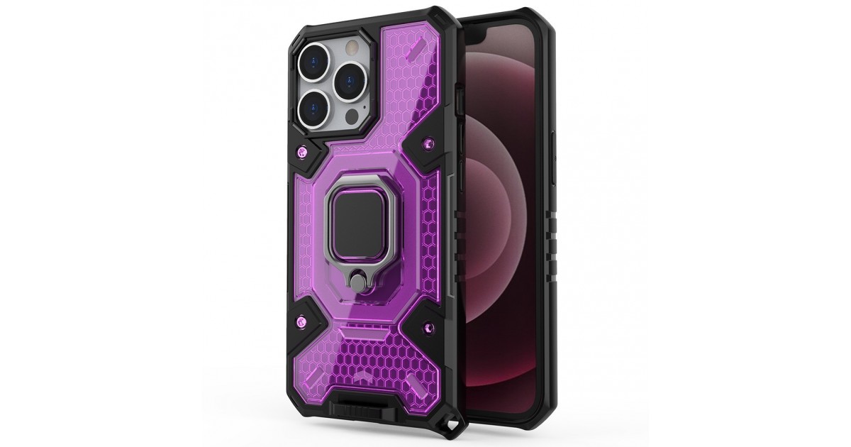 Husa Carcasa Spate pentru iPhone 13 Pro - HoneyComb Armor, Roz cu Violet