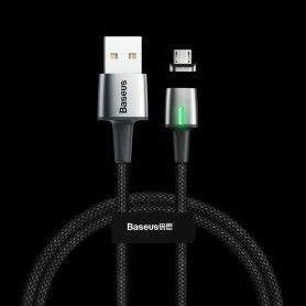 Cablu de date, incarcare, din zinc,magnetic, Baseus USB micro USB 2.4A 1m, Negru