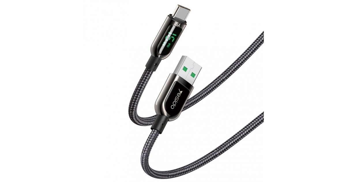 Cablu de date Usb la Type-C, Fast Charge, Yesido CA85, 66W, 5A, 1.2m, Negru