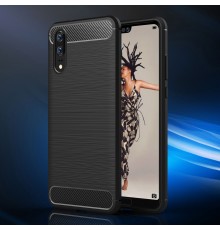 Husa Carcasa spate pentru Huawei P20 , Tpu Carbon Design, Neagra