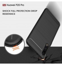 Husa Carcasa spate pentru Huawei P20 Pro , Tpu Carbon Design, Neagra