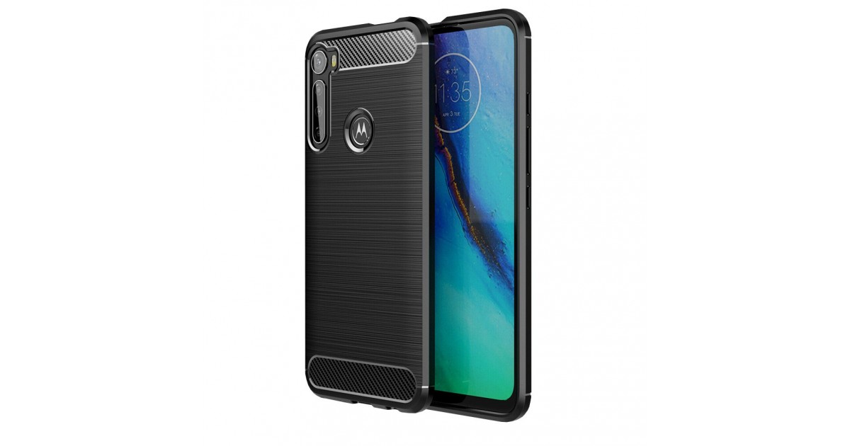 Husa Carcasa spate pentru Motorola One Fusion Plus , Tpu Carbon Design, Neagra