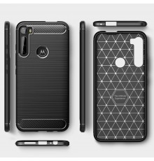 Husa Carcasa spate pentru Motorola One Fusion Plus , Tpu Carbon Design, Neagra