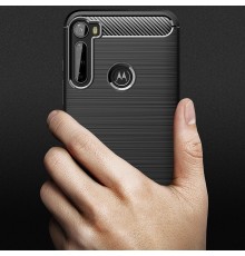 Husa Carcasa spate pentru Motorola One Fusion Plus , Tpu Carbon Design, Neagra