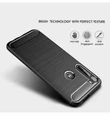 Husa Carcasa spate pentru Motorola One Fusion Plus , Tpu Carbon Design, Neagra