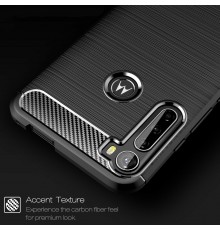 Husa Carcasa spate pentru Motorola One Fusion Plus , Tpu Carbon Design, Neagra