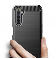 Husa Carcasa spate pentru Realme 6 Pro , Tpu Carbon Design, Neagra