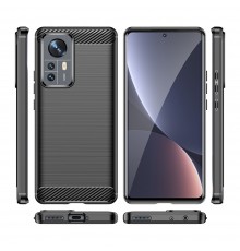 Husa Carcasa spate pentru Xiaomi 12 , Tpu Carbon Design, Neagra