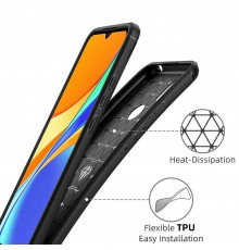 Husa Carcasa spate pentru Xiaomi Redmi 9C / Redmi 9C NFC , Tpu Carbon Design, Neagra