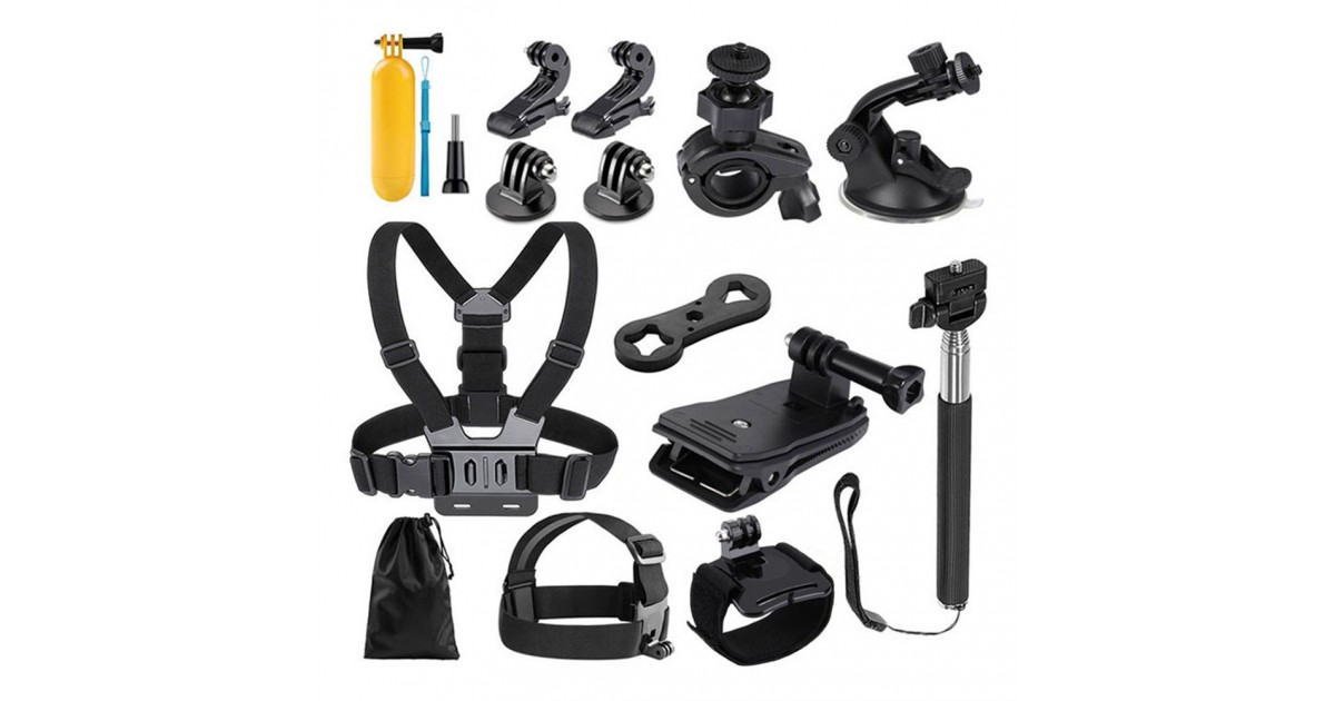 Kit accesorii GoPro / Sony Action Camera / Xiaomi Yi 14in1, Techsuit (CAL29) - Negru