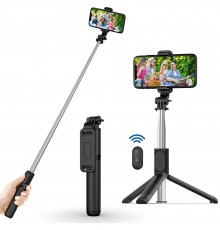 Selfie stick tip trepied cu telecomanda Bluetooth, 101cm, Techsuit S7 - Alb