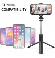 Selfie stick tip trepied cu telecomanda Bluetooth, 101cm, Techsuit S7 - Alb