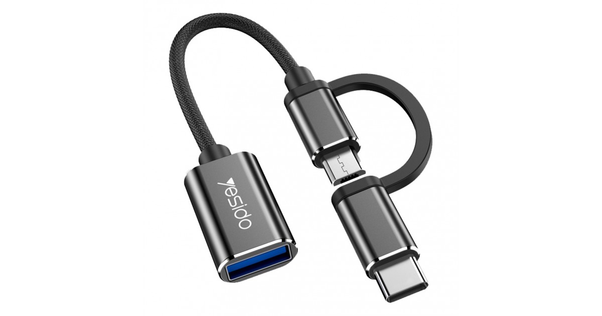 Adaptor 2in1 Type-C si Micro USB la USB 3.0, 5Gbps, (GS02), Yesido - Negru