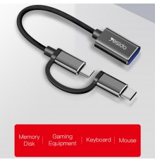 Adaptor 2in1 Type-C si Micro USB la USB 3.0, 5Gbps, (GS02), Yesido - Negru