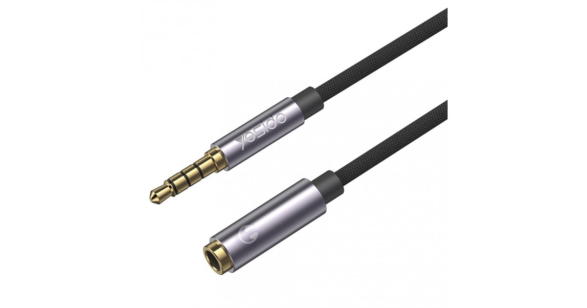 Adaptor audio Jack 3.5mm, 1x tata 1x mama, 1M, Yesido (YAU-26) - Negru