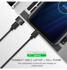 Adaptor USB la Type-C, Techsuit - Negru