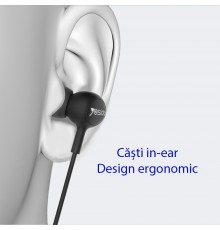 Casti In-ear, Stereo (YH-13) cu Microfon, Jack 3.5mm, 1.2M, Yesido - Negru