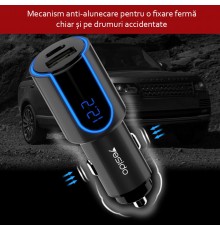 Incarcator Auto cu 1x USB, 1x Type-C, 3A, 24W, Yesido (Y32) - Negru