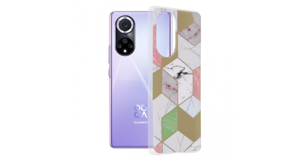 Husa Carcasa Spate pentru Huawei Nova 9 / Honor 50 - Marble Design, Hexagoane Violet