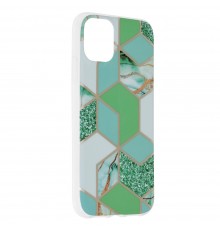 Husa Carcasa Spate pentru iPhone 11 - Marble Design, Hexagoane Verzi