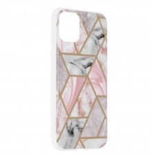 Husa Carcasa Spate pentru iPhone 11 - Marble Design, Hexagoane Roz