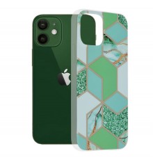 Husa Carcasa Spate pentru iPhone 12 - Marble Design, Hexagoane Violet