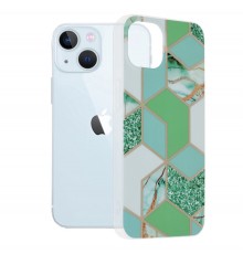 Husa Carcasa Spate pentru iPhone 13 - Marble Design, Hexagoane Roz