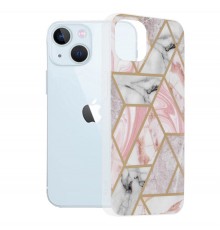 Husa Carcasa Spate pentru iPhone 13 - Marble Design, Hexagoane Violet