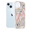 Husa Carcasa Spate pentru iPhone 13 - Marble Design, Hexagoane Roz