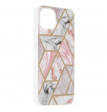 Husa Carcasa Spate pentru iPhone 13 - Marble Design, Hexagoane Roz