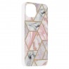 Husa Carcasa Spate pentru iPhone 13 - Marble Design, Hexagoane Roz