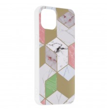 Husa Carcasa Spate pentru iPhone 13 - Marble Design, Hexagoane Violet