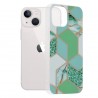 Husa Carcasa Spate pentru iPhone 13 Mini - Marble Design, Hexagoane Verzi