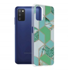 Husa Carcasa Spate pentru Samsung Galaxy A03s - Marble Design, Hexagoane Violet