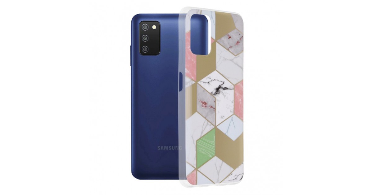 Husa Carcasa Spate pentru Samsung Galaxy A03s - Marble Design, Hexagoane Violet