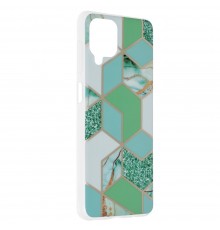 Husa Carcasa Spate pentru Samsung Galaxy A12 / Galaxy A12 (Nacho) - Marble Design, Hexagoane Verzi