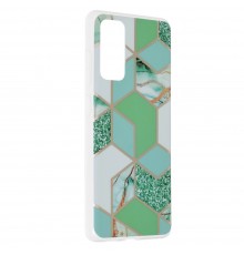 Husa Carcasa Spate pentru Samsung Galaxy S20 FE - Marble Design, Hexagoane Verzi