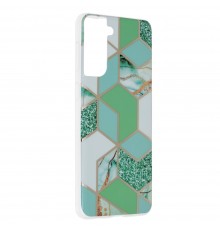 Husa Carcasa Spate pentru Samsung Galaxy S21 Plus - Marble Design, Hexagoane Verzi